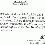 Examination Notice for Defaulter Student