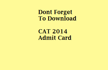 Admit Card for CAT 2014 