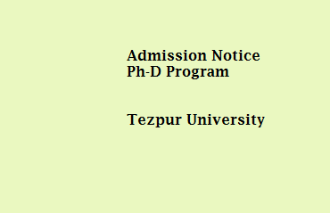 Admission Notice : Ph-D  Spring Semester Programme 2015 